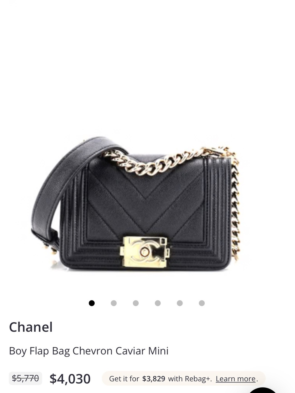 CHANEL Black Chevron Boy Flap Mini with Gold Hardware